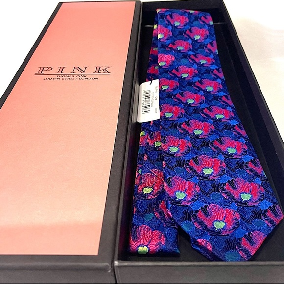 🔥STRIKING⚡️✨🆕💯LVMH AUTHN THOMAS PINK 🔥JAPANESE HIBISCUS🔥WOVEN MOTIF TIE🔥 - Picture 6 of 16